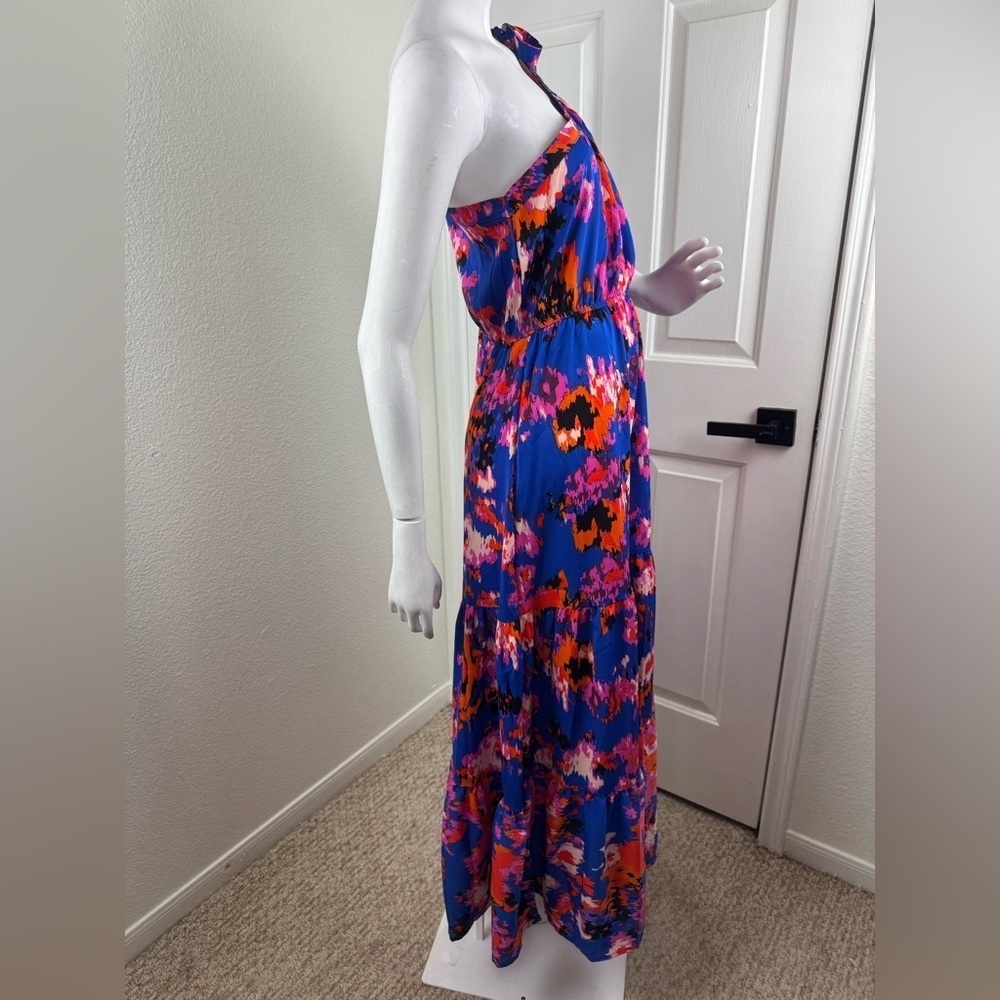 Pretty Garden Floral Maxi Dress in Blue and Red Size Large I#107 - Picture 4 of 12